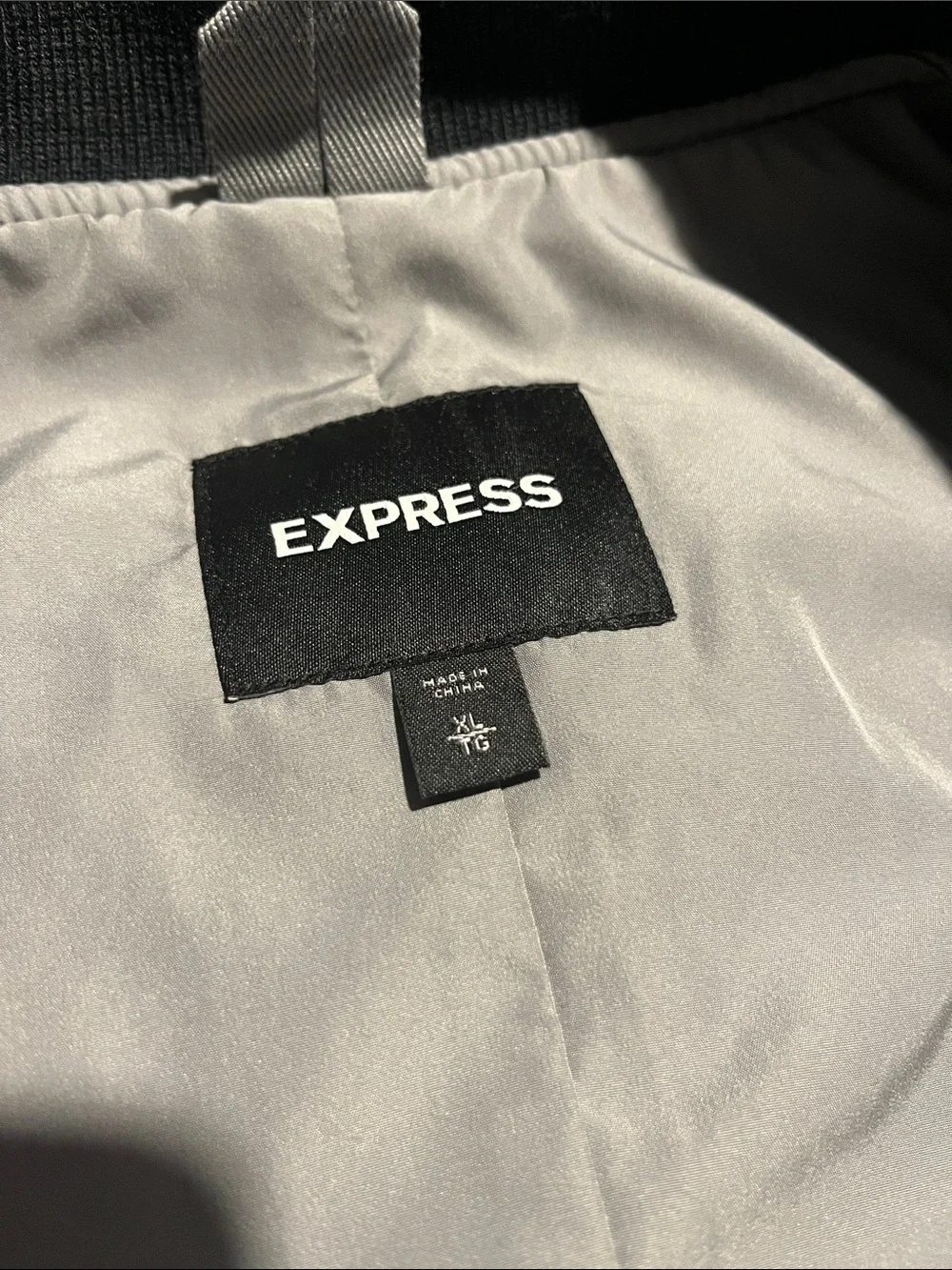 Express Men’s Black Pinstripe Bomber